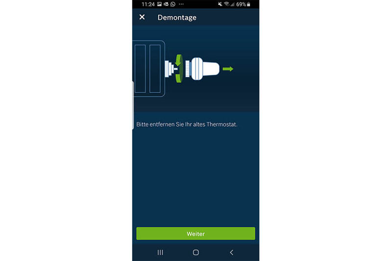 Die Demontage des alten Thermostats